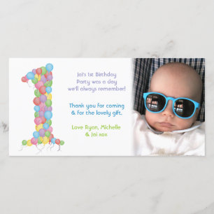 Agradecimiento El 1r cumpleaños de los bebés le agradece tarjeta