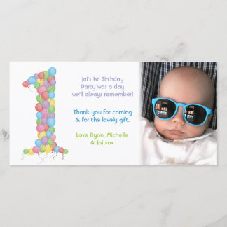 Agradecimiento El 1r cumpleaños de los bebés le agradece tarjeta