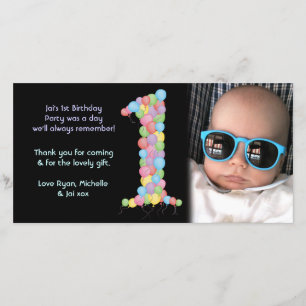 Agradecimiento El 1r cumpleaños de los bebés le agradece tarjeta