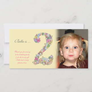 Agradecimiento El 2do cumpleaños de los bebés le agradece tarjeta