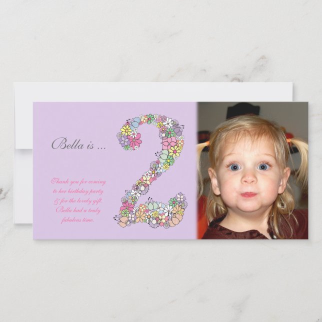 Agradecimiento El 2do cumpleaños de los bebés le agradece tarjeta (Anverso)