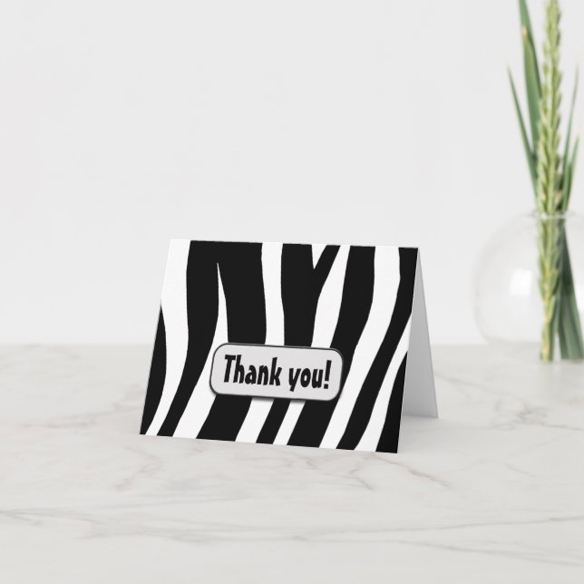 Agradecimiento El estampado de zebra "le agradece!" tarjeta de (Anverso)