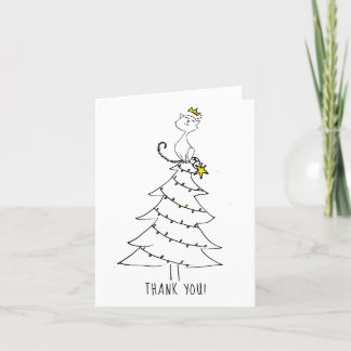 Agradecimiento El gato de los navidades dice la tarjeta de agrade
