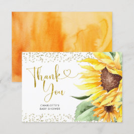 Agradecimiento El girasol está en camino de la tarjeta Baby Showe