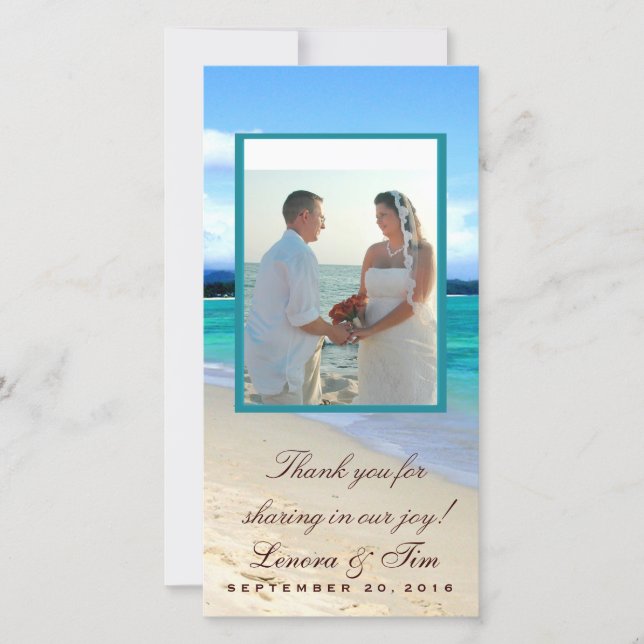 Agradecimiento El tema de la playa le agradece tarjeta de la foto (Anverso)