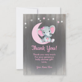 Agradecimiento Elefante Chica de acuarela Gracias Tarjeta Rosa