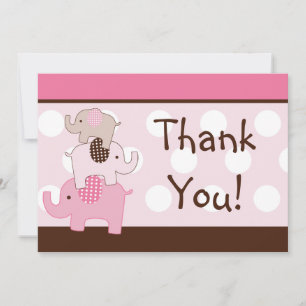 Agradecimiento Elefantes Rosa apilados - Tarjeta de agradecimient