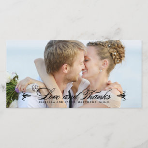 Agradecimiento ELEGANCIA BODA GRACIAS TARJETA DE FOTO - Negro