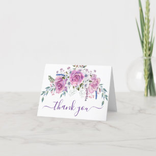 Agradecimiento Elegante acuarela Purple Floral Tarjeta de agradec