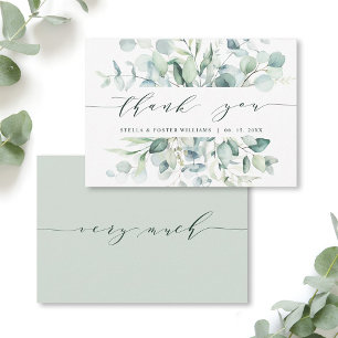 Agradecimiento Elegante acuarela Verde Foliage Tarjeta de agradec