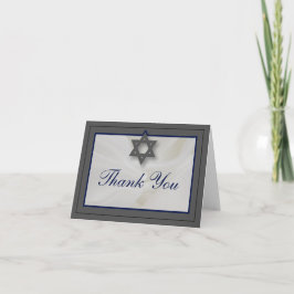 Agradecimiento Elegante bar de tela Mitzvah Gracias Tarjeta Gris