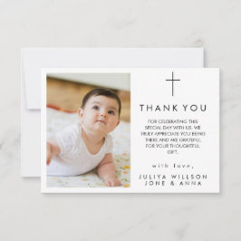 Agradecimiento Elegante bebé foto bautismo tarjeta de agradecimie