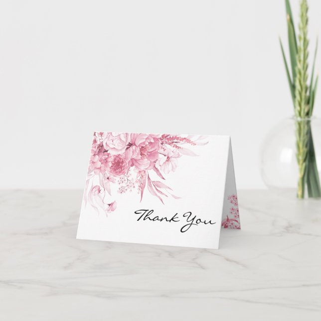 Agradecimiento Elegante Bella Artes Pink Floral Drop Tarjeta de a (Anverso)