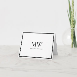 Agradecimiento Elegante Black Border Dos Iniciales Tarjeta De Gra