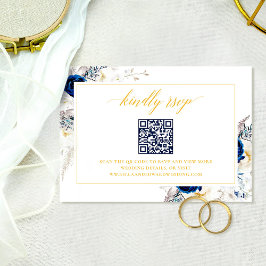 Agradecimiento Elegante Boda azul Página web RSVP Tarjeta de códi