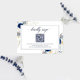 Agradecimiento Elegante Boda azul Página web RSVP Tarjeta de códi