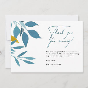 Agradecimiento Elegante Boda botánico azul tarjeta de agradecimie