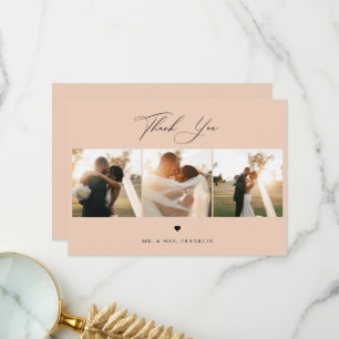 Agradecimiento Elegante Boda de caligrafía foto tarjeta de agrade