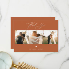 Agradecimiento Elegante Boda de caligrafía foto tarjeta de agrade