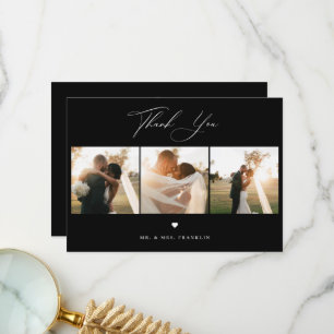Agradecimiento Elegante Boda de caligrafía foto tarjeta de agrade