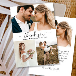 Agradecimiento Elegante Boda de Collage de fotos Tarjeta de agrad
