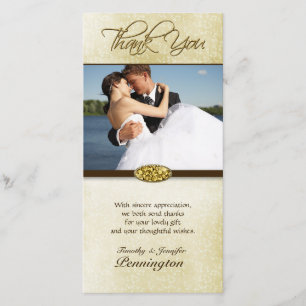 Agradecimiento Elegante boda de diamantes de oro gracias tarjeta