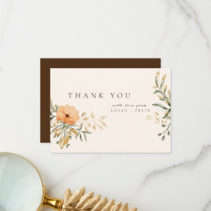 Agradecimiento Elegante Boda de flores de otoño de oro Tarjeta de