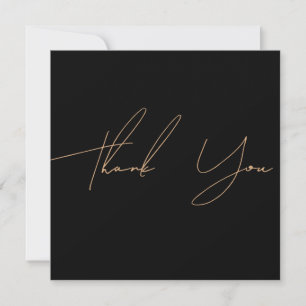 Agradecimiento Elegante Boda de fotografía de oro negro tarjeta d