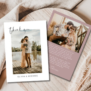 Agradecimiento Elegante Boda de fotos de escritura malauí tarjeta