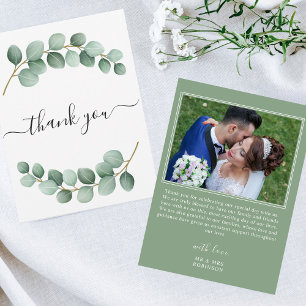 Agradecimiento Elegante Boda de fotos Eucalyptus Tarjeta de agrad