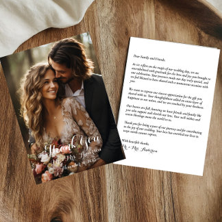 Agradecimiento Elegante Boda de guión gráfico Tarjeta de agradeci