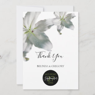 Agradecimiento Elegante Boda de Lilies Blancos Tarjeta de agradec