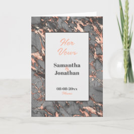 Agradecimiento Elegante Boda De Mármol Rosa Gris Con Tarjeta De V