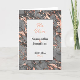 Agradecimiento Elegante Boda De Mármol Rosa Gris Con Tarjeta De V