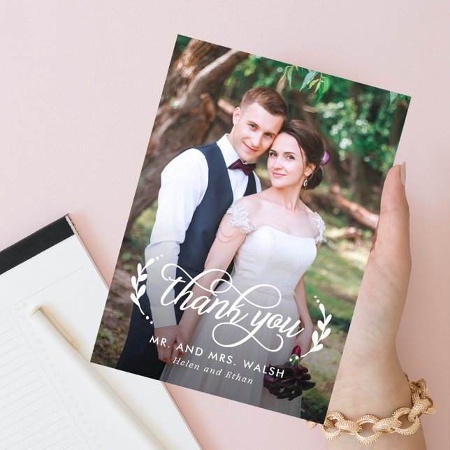 Agradecimiento Elegante Boda de pareja foto tarjeta de agradecimi (Subido por el creador)