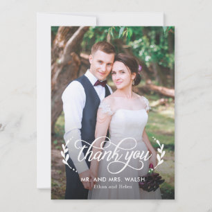 Agradecimiento Elegante Boda de parejas gracias tarjeta de fotos