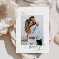 Elegante Boda de script - Tarjeta de agradecimient