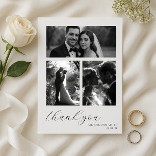 Agradecimiento Elegante Boda de script - Tarjeta de agradecimient