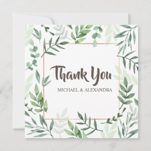 Agradecimiento Elegante Boda de Verdor Gracias tarjeta con nombre