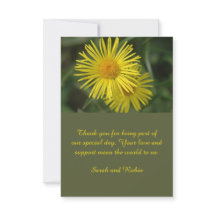 Elegante Boda floral amarillo tarjeta de agradecim