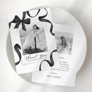 Agradecimiento Elegante Boda fotográfico Bow Tarjeta de agradecim