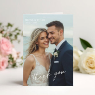 Agradecimiento Elegante Boda fotográfico doblado tarjeta de agrad