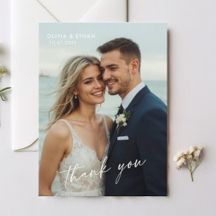 Agradecimiento Elegante Boda fotográfico Tarjeta de agradecimient