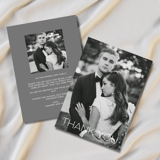 Agradecimiento Elegante Boda fotográfico Tarjeta de agradecimient (Elegant Photo Wedding Thank You Card)