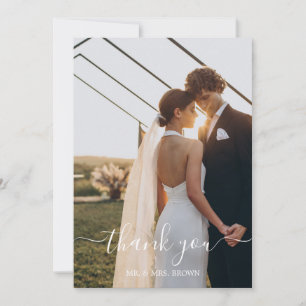 Agradecimiento Elegante Boda Minimalista de fotos Tarjeta de agra