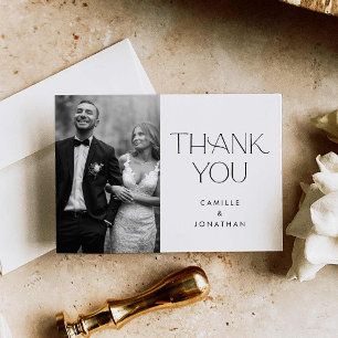 Agradecimiento Elegante Boda mínimo Foto Tarjeta de agradecimient
