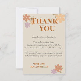 Agradecimiento Elegante Boho Floral Boda tarjeta de agradecimient