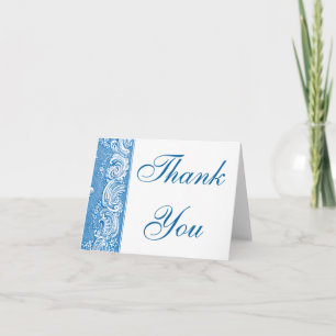 Agradecimiento Elegante borde de Blue Brocade Gracias tarjeta de