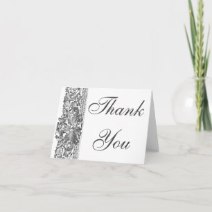 Agradecimiento Elegante borde de brocado gris Gracias tarjeta de 