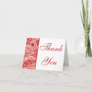Agradecimiento Elegante borde rojo Brocade Gracias tarjeta de not